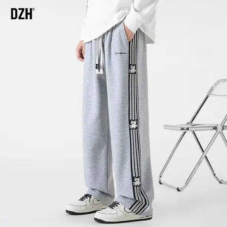 男生灰色刺绣卫裤男直筒垂感春季裤子休闲百搭2024新款运动裤长裤商品大图