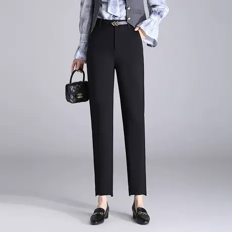 黑色小直筒西装裤女春季2024新款高腰显瘦气质烟管裤小个子OL西裤商品大图