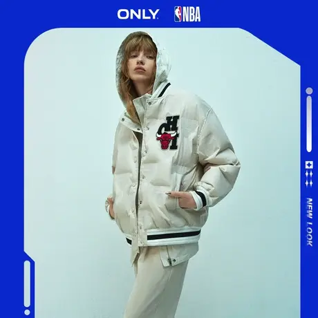 ONLY奥莱冬季NBA联名款90白鸭绒宽松短款羽绒服女商品大图