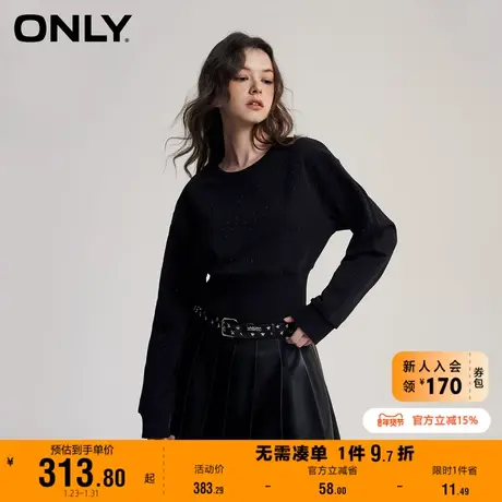 ONLY奥莱夏季休闲百搭水钻满印收腰圆领卫衣女商品大图