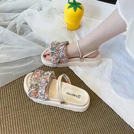 凉鞋女款夏季2024年新款凉拖鞋外穿厚底时尚一鞋两穿女鞋软底外穿商品大图