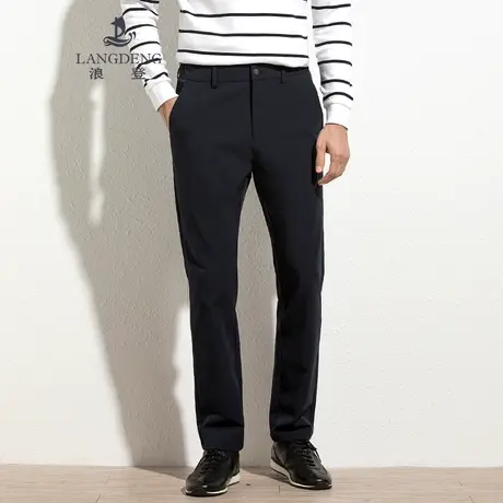 浪登商务休闲裤男直筒弹力修身纯色长裤2023秋冬新款中青年男士裤商品大图