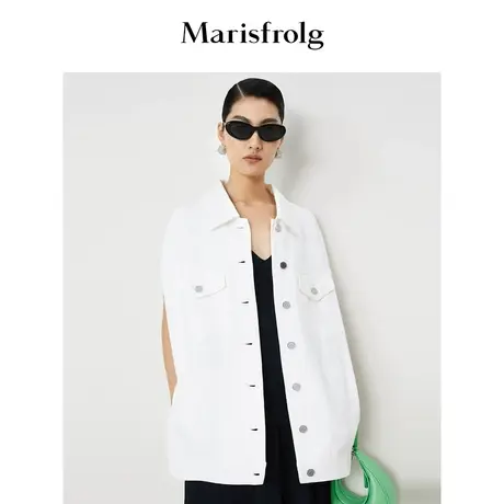 【商场同款】玛丝菲尔2023年夏季新款Oversize时尚低肩牛仔马甲商品大图