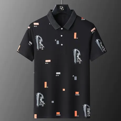 夏季丝光棉polo衫男士短袖商务休闲印花冰丝翻领T恤上衣个性保罗商品大图