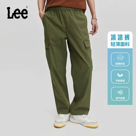 Lee商场同款24早春新品轻薄松紧腰束脚工装风橄榄绿男休闲凉凉裤图片