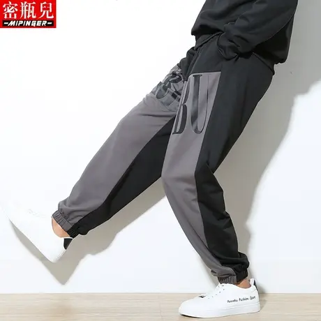 密瓶儿大码休闲裤男宽松秋季男士胖子裤子男青少年男装运动裤男潮商品大图