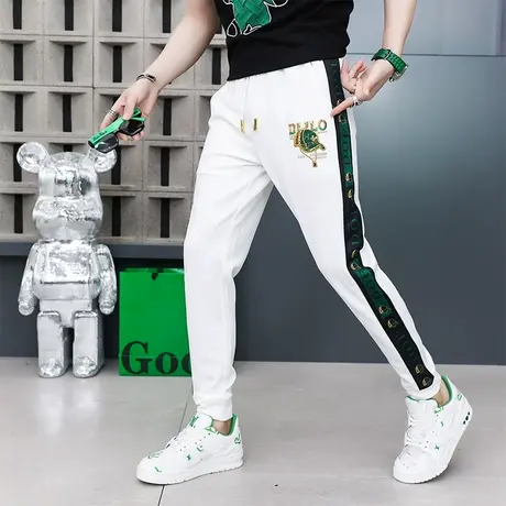 男休闲裤秋季个性潮流束脚裤子潮牌帅气精神百搭刺绣运动卫裤长裤商品大图