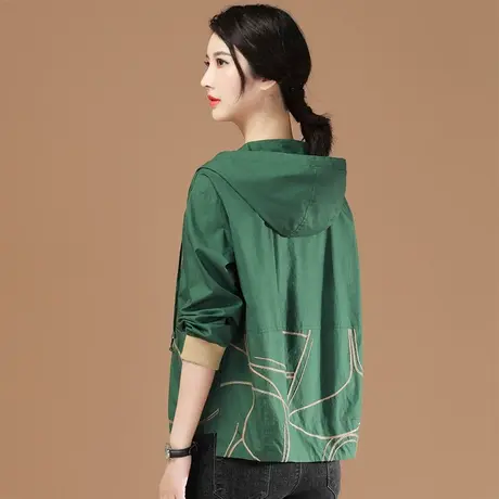 休闲连帽薄款刺绣上衣开衫外套女2023秋季新款宽松百搭长袖棒球服图片