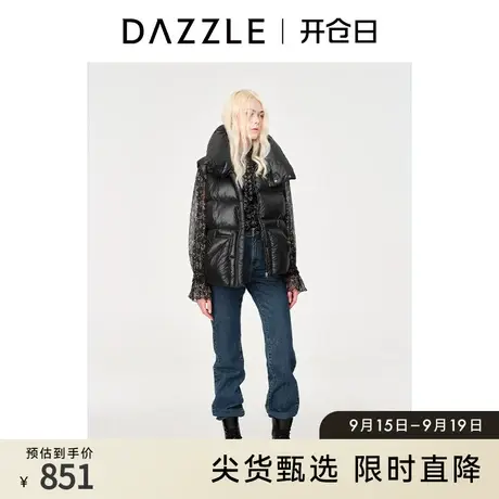 DAZZLE地素奥莱秋通勤黑色气质优雅百搭系带真丝混纺衬衫内搭女商品大图
