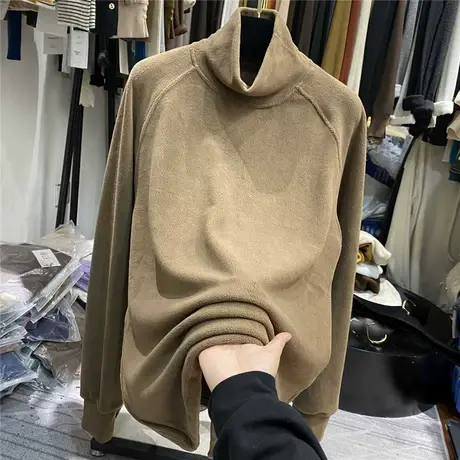 新设计毛绒绒百搭休闲上衣宽松中长款T恤打底衫女秋冬大码遮屁股图片