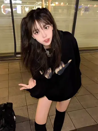 美式复古连帽卫衣女春秋薄款潮牌oversize高级感宽松休闲外套上衣图片