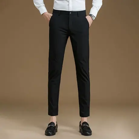弹力西裤男修身小脚潮流长裤春秋季新款商务韩版男士黑色休闲裤子图片