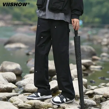 VIISHOW工装伐木裤美式复古2023秋休闲裤宽松直筒裤潮牌裤子男商品大图
