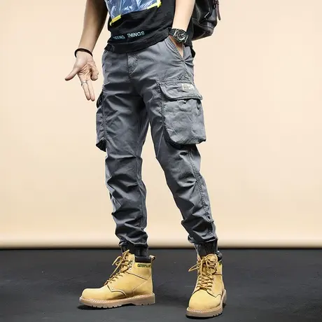 工装裤男秋季新款宽松多口袋伞兵裤机能风束脚裤休闲运动长裤潮牌商品大图