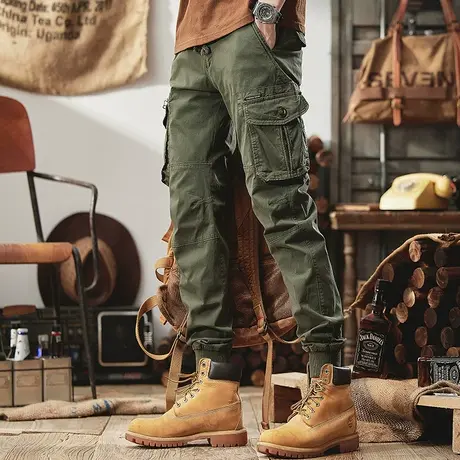 Modi Nick/摩帝尼克男士直筒多口袋工装裤纯色百搭宽松休闲裤长裤商品大图