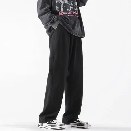 水洗纯棉裤子男款夏季直筒宽松工装裤美式复古高街vibe风休闲长裤商品大图