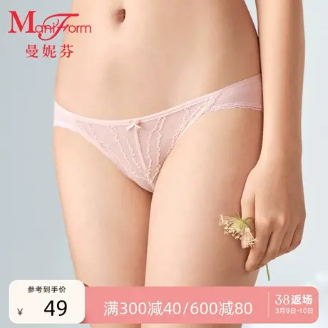 曼妮芬少女内裤舒适低腰三角裤纯棉全棉裆底裤性感蕾丝女轻薄短裤商品大图