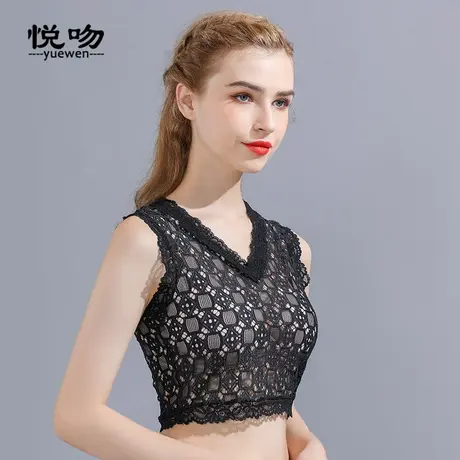 蕾丝裹胸女抹胸防走光无袖吊带背心女夏内搭短款V领打底衫内衣潮图片