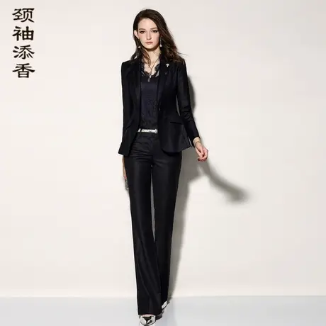 颈袖添香2023高端商务经理修身气质羊毛西装长裤职业装套装女图片