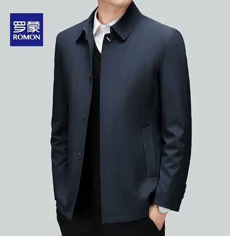 罗蒙棉衣男中年冬季棉服保暖加厚爸爸装商务翻领夹克棉袄休闲外套图片