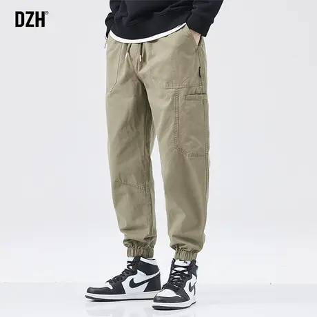 男士卡其色束脚工装裤男夏季薄款纯棉休闲裤2023新款裤子美式高街商品大图