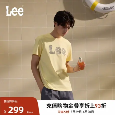 Lee商场同款25春夏新品标准版圆领大Logo绣花设计男短袖T恤休闲商品大图