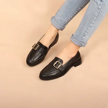 VME/舞魅头层牛皮乐福鞋高级感一脚蹬女鞋夏季浅口皮鞋时尚经典鞋图片