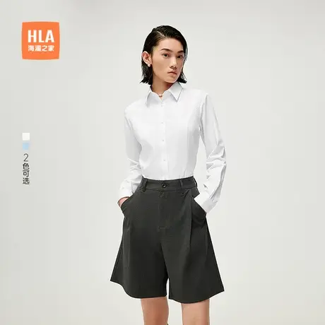 HLA/海澜之家修身长袖正装衬衫2025春夏新款通勤翻领衬衣女装商品大图