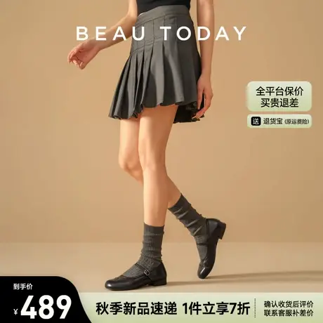 BeauToday玛丽珍鞋女2025新款夏季浅口真皮单鞋黑色小皮鞋子女鞋商品大图