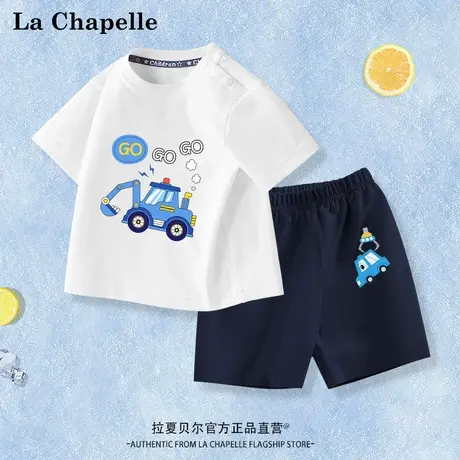 拉夏贝尔男童夏季套装2025新款婴儿宝宝纯棉衣服儿童运动短袖夏装商品大图
