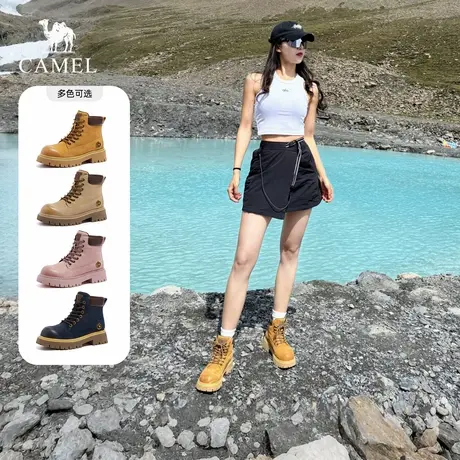 丁真同款|骆驼山越马丁靴女新款户外徒步登山鞋大黄靴厚底工装靴商品大图