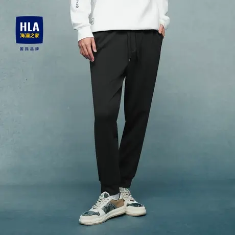 HLA/海澜之家宽松锥形23秋季新款仿铜氨松紧腰束脚口休闲裤男商品大图
