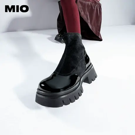 [徐梦洁同款]MIO冬季英伦风瘦瘦靴短筒厚底袜靴女靴图片