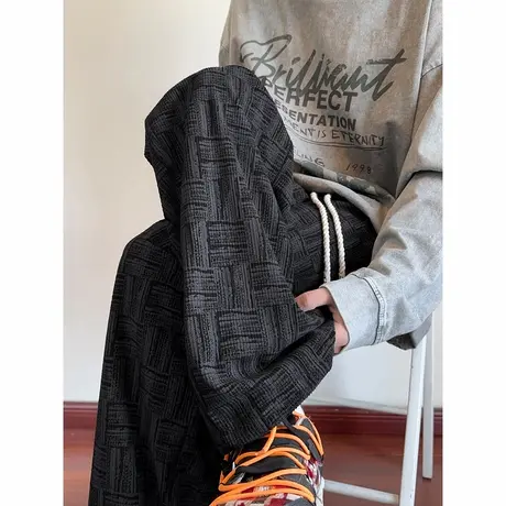 直筒灯芯绒裤子男款秋季2025新款大码卫裤春秋宽松阔腿休闲裤男裤商品大图