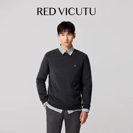 VICUTU威可多男长袖针织衫舒暖绵羊毛亲肤休闲商务百搭通勤打底衫图片
