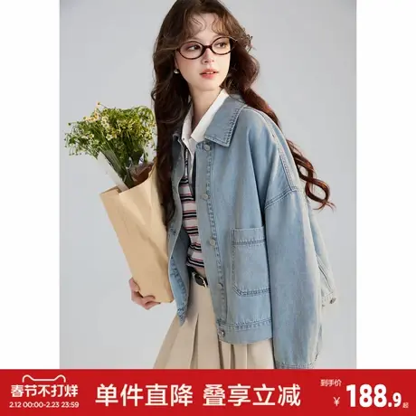 唐狮2026春季新款女超短款牛仔外套蝙蝠袖春日ins风穿搭时尚宽松图片