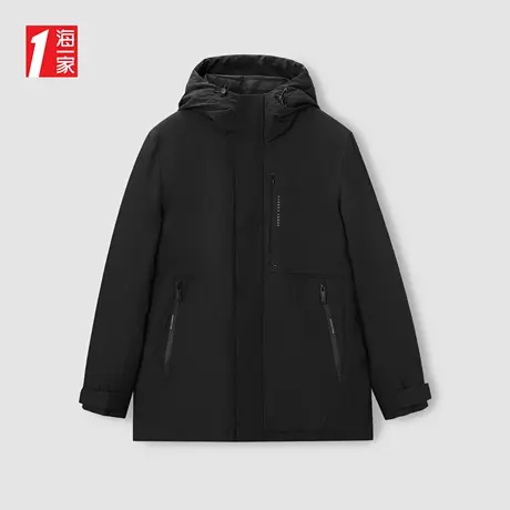 海一家青春休闲连帽外套冬季保暖舒适简约基础日常男士羽绒服图片