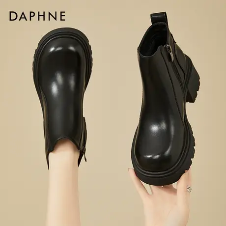 达芙妮高跟短靴女款2026年新款秋冬加绒增高短筒切尔西爆款马丁靴商品大图