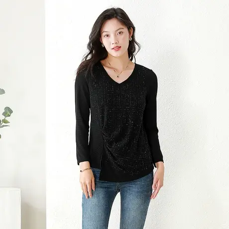 爱朴【直播专享】大码女装2023早秋新款女上衣设计感小众打底衫商品大图