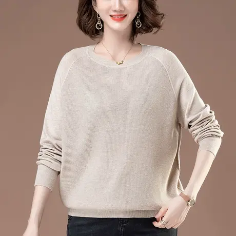 秋冬季针织打底衫女宽松加肥加大码女装中年妈妈休闲显瘦内搭毛衣商品大图