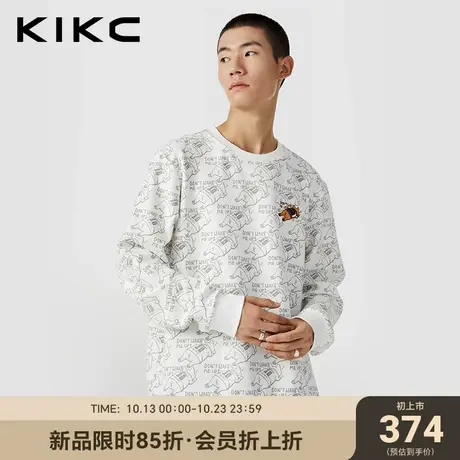 kikc卫衣男2023秋季新款商场同款满印卡通刺绣休闲减龄圆领卫衣潮图片