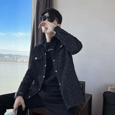 夹克男装修身韩版潮牌ins上衣机车青年原宿秋季时尚痞帅炸街外套商品大图