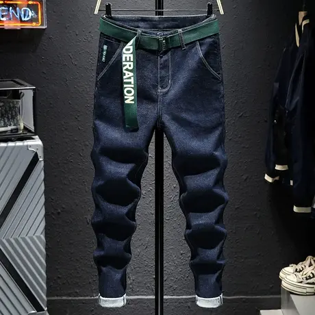 春秋季2021新款时尚牛仔裤男修身小直筒百搭男士显瘦高档裤子男款商品大图