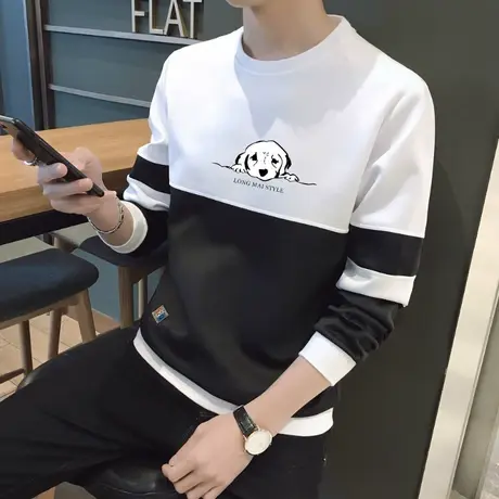 2023秋装新款男士卫衣韩版潮流男宽松春秋季长袖t恤卡通加绒上衣商品大图