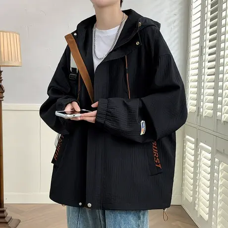 外套男春秋季潮牌宽松休闲日系夹克男士连帽港风情侣装褂子上衣服商品大图