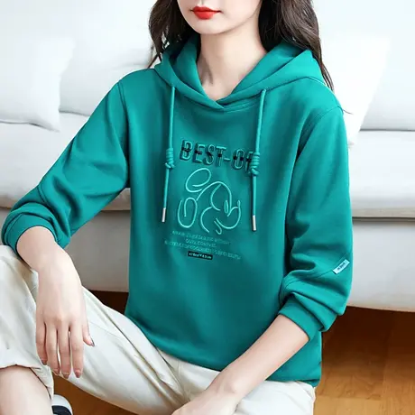 小个子卫衣女春秋潮ins2023新款时尚刺绣字休闲运动上衣百搭外套图片