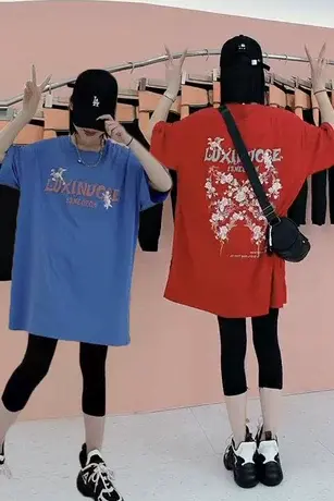 美式复古设计感玫瑰t恤女新小众设计感大码百搭宽松上衣ins潮短袖商品大图