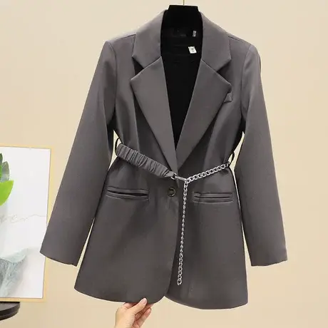 气质灰色休闲西装外套女春秋韩版宽松英伦风2023年新款秋季小个子商品大图