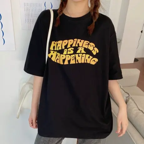原宿风短袖t恤女夏装2021新款宽松韩版学生设计感小众上衣服ins潮商品大图