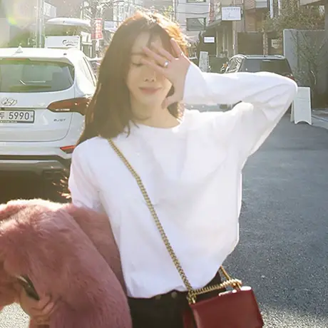 chic长袖t恤女初秋衣内搭春秋冬季洋气打底衫2024年新款白色上衣商品大图